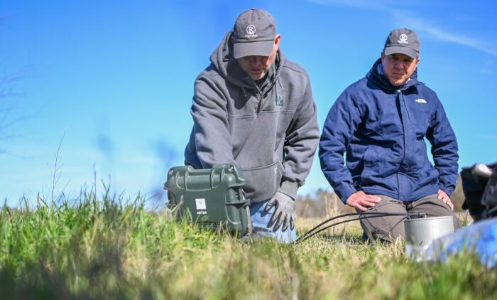 Regenified verifiers gathering soil data in the field
